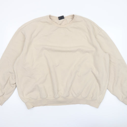 H&M Men’s Beige Relaxed Fit Crew Neck Fleece Sweatshirt 2XL