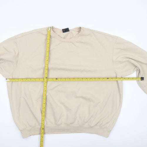 H&M Men’s Beige Relaxed Fit Crew Neck Fleece Sweatshirt 2XL