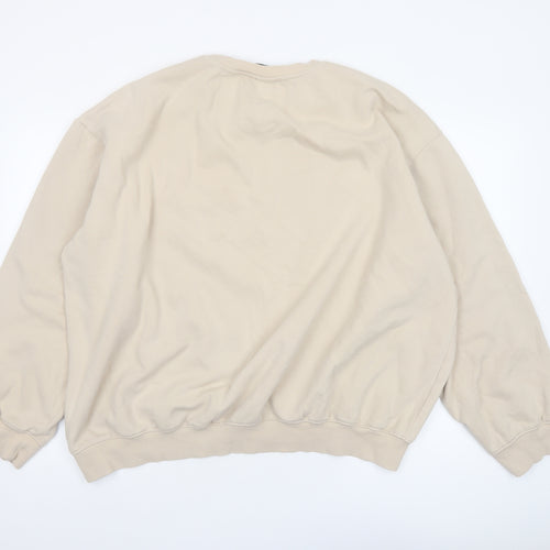 H&M Men’s Beige Relaxed Fit Crew Neck Fleece Sweatshirt 2XL