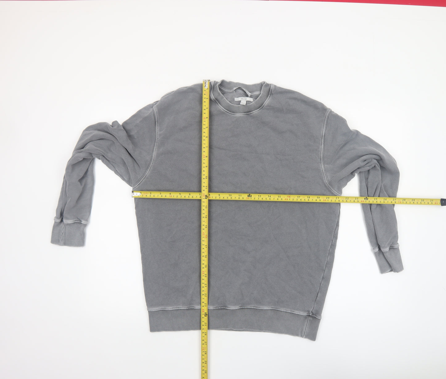 COS Men's Grey Relaxed Fit Long Sleeve Cotton Sweatshirt S