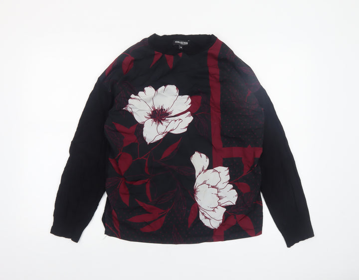 Debenhams Women’s Black Floral Pullover Jumper Size 10 Long Sleeve