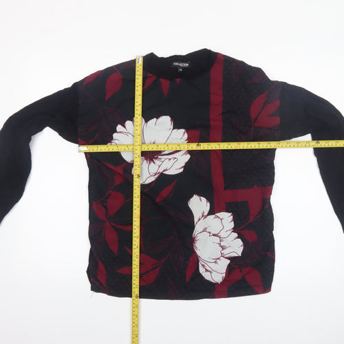Debenhams Women’s Black Floral Pullover Jumper Size 10 Long Sleeve