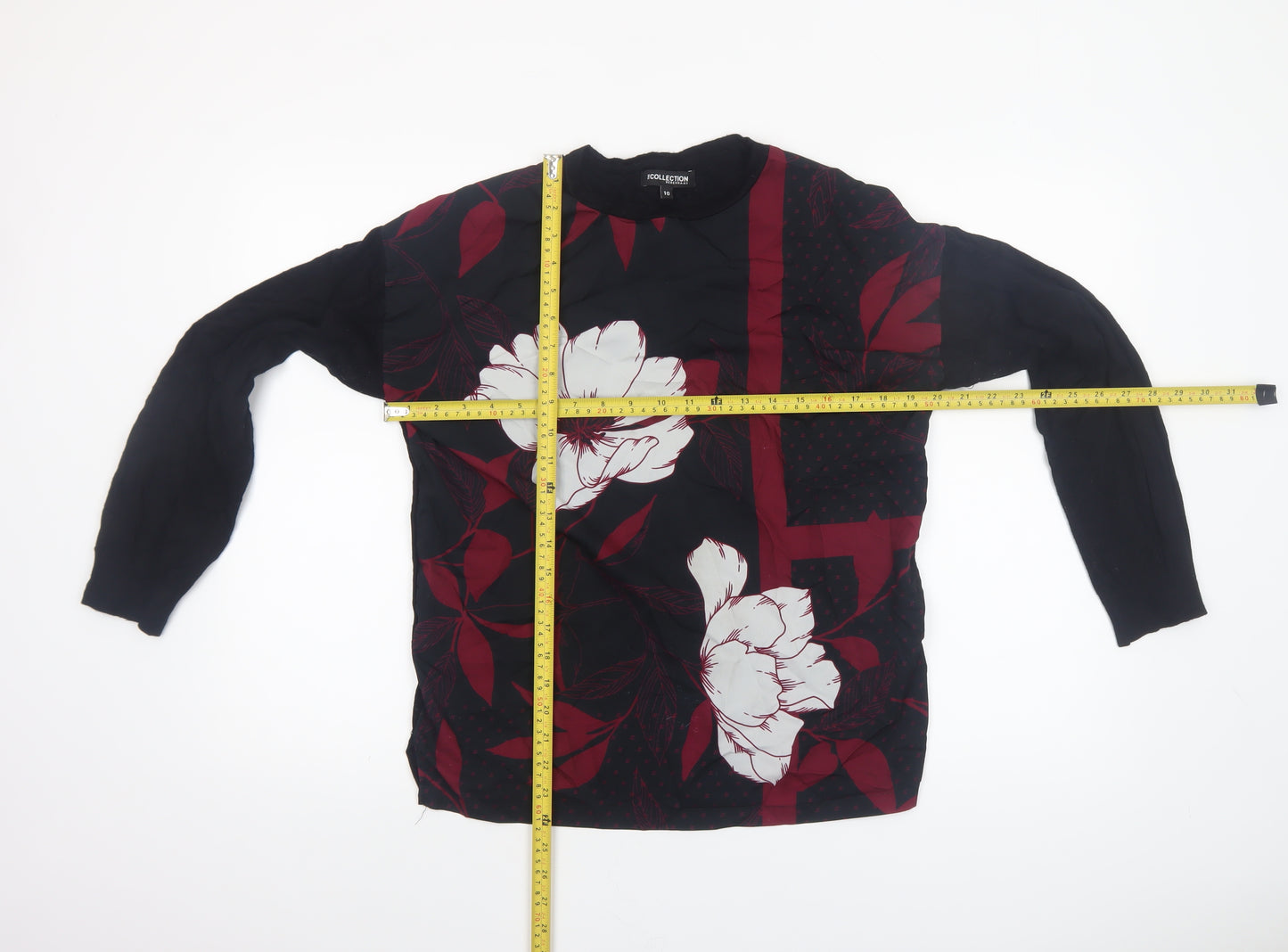 Debenhams Women’s Black Floral Pullover Jumper Size 10 Long Sleeve