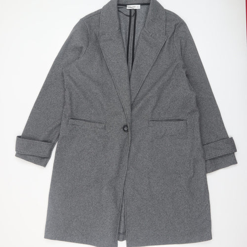 Gallery Women’s Grey Houndstooth Long Overcoat Size L