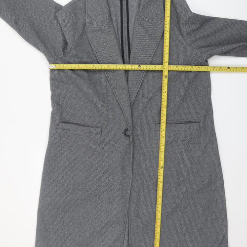 Gallery Women’s Grey Houndstooth Long Overcoat Size L