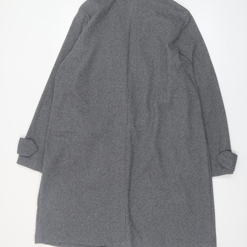 Gallery Women’s Grey Houndstooth Long Overcoat Size L