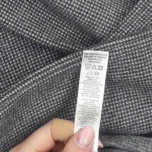 Gallery Women’s Grey Houndstooth Long Overcoat Size L