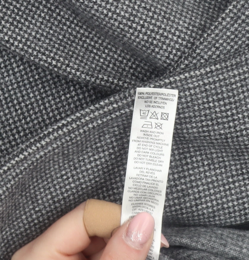 Gallery Women’s Grey Houndstooth Long Overcoat Size L