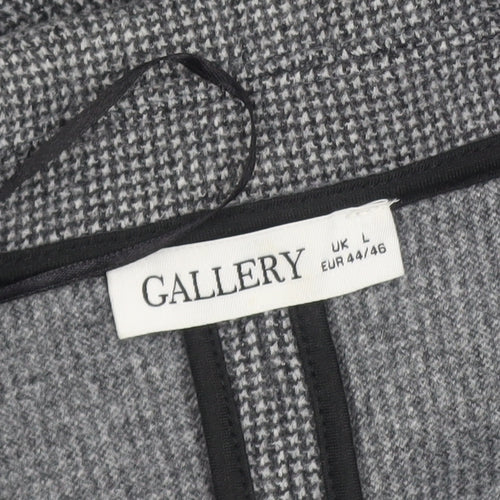 Gallery Women’s Grey Houndstooth Long Overcoat Size L
