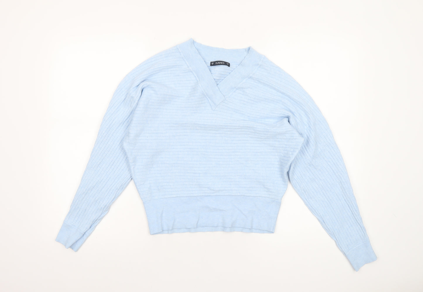 Dunnes Women's Blue V-Neck Knit Jumper Size S