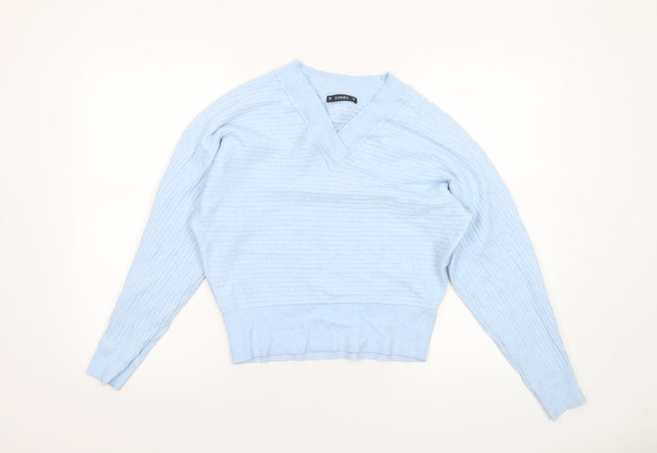 Dunnes Women's Blue V-Neck Knit Jumper Size S