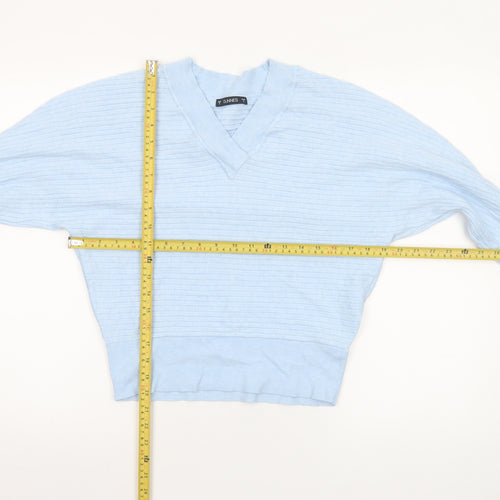 Dunnes Women's Blue V-Neck Knit Jumper Size S