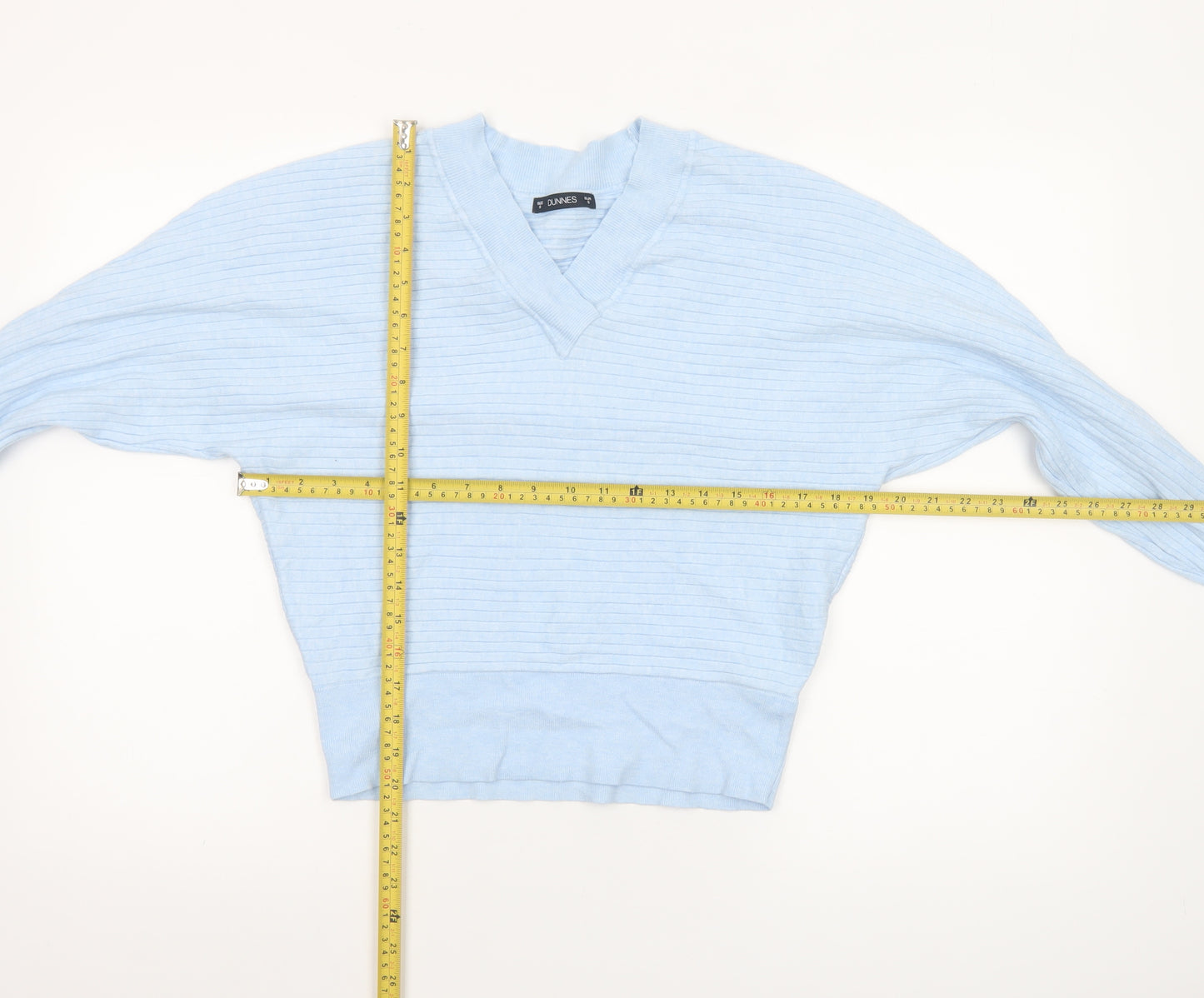 Dunnes Women's Blue V-Neck Knit Jumper Size S