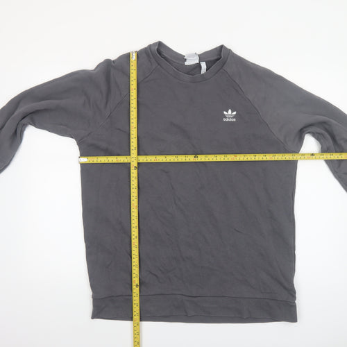Adidas Men's Grey Pullover Sweatshirt L Crew Neck Logo Fleece