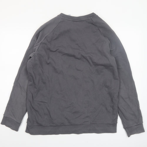 Adidas Men's Grey Pullover Sweatshirt L Crew Neck Logo Fleece