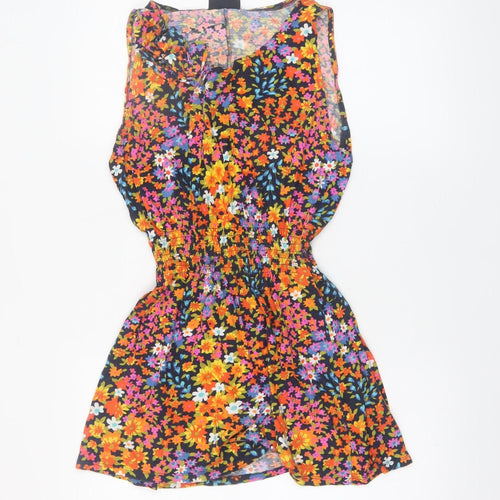 Topshop Women's Multicoloured Floral A-Line Sleeveless Short Dress Size 10