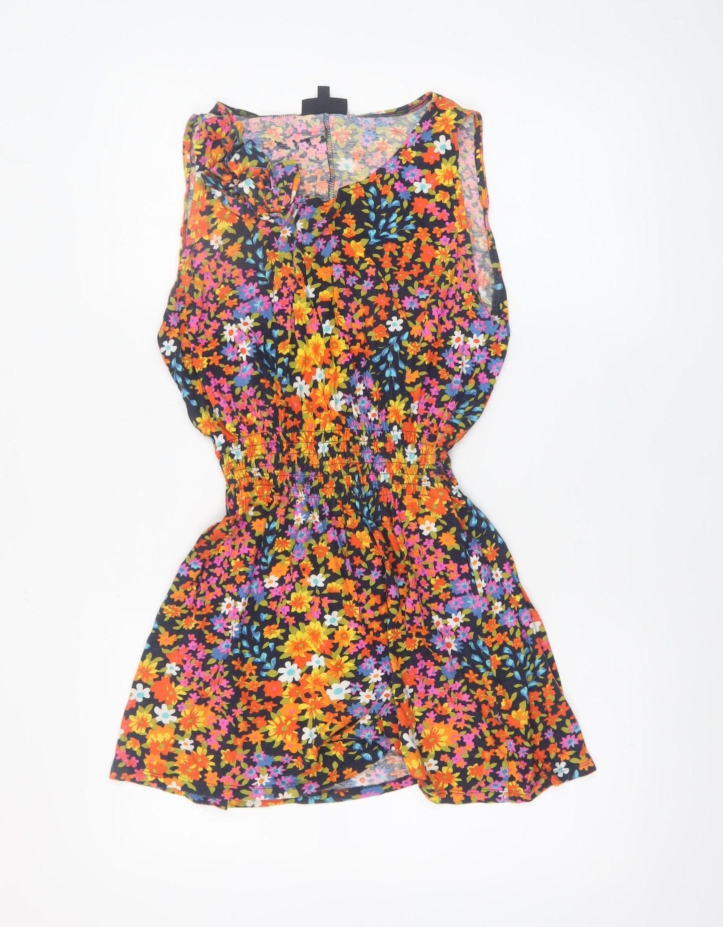 Topshop Women's Multicoloured Floral A-Line Sleeveless Short Dress Size 10