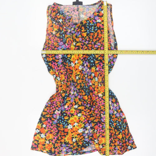 Topshop Women's Multicoloured Floral A-Line Sleeveless Short Dress Size 10