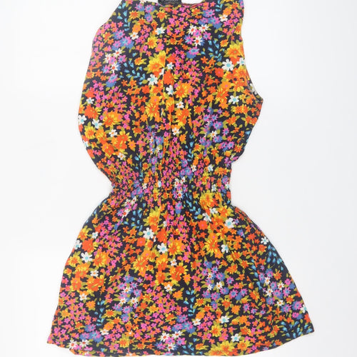 Topshop Women's Multicoloured Floral A-Line Sleeveless Short Dress Size 10