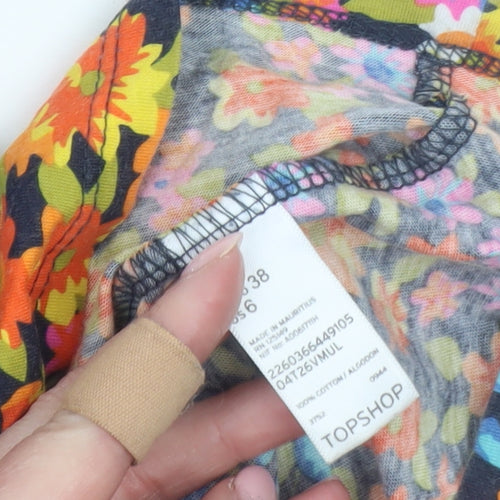 Topshop Women's Multicoloured Floral A-Line Sleeveless Short Dress Size 10