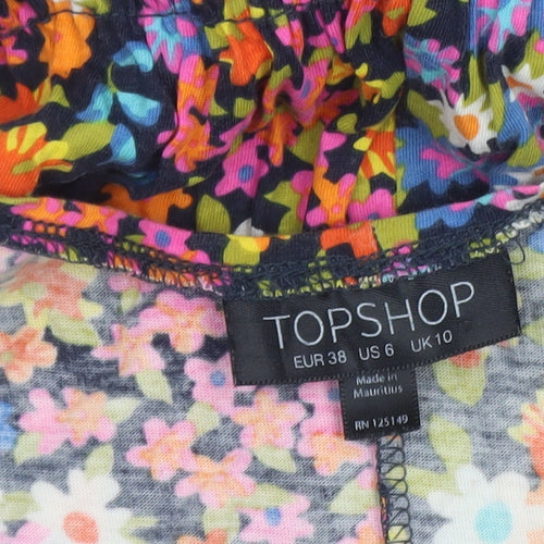 Topshop Women's Multicoloured Floral A-Line Sleeveless Short Dress Size 10