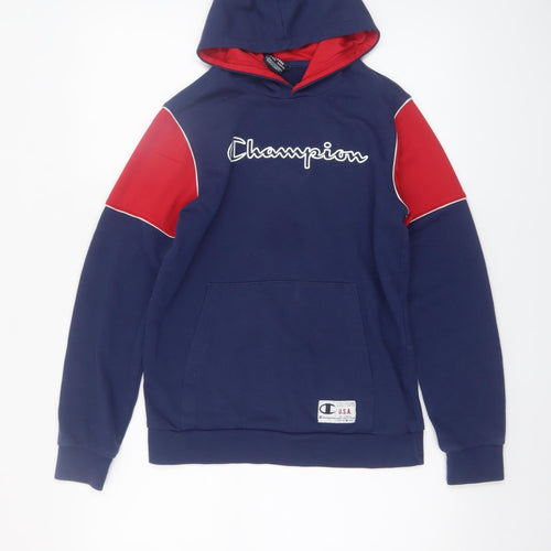 Champion Boys Navy Red Pullover Hoodie XL 13-14 Years Cotton Blend
