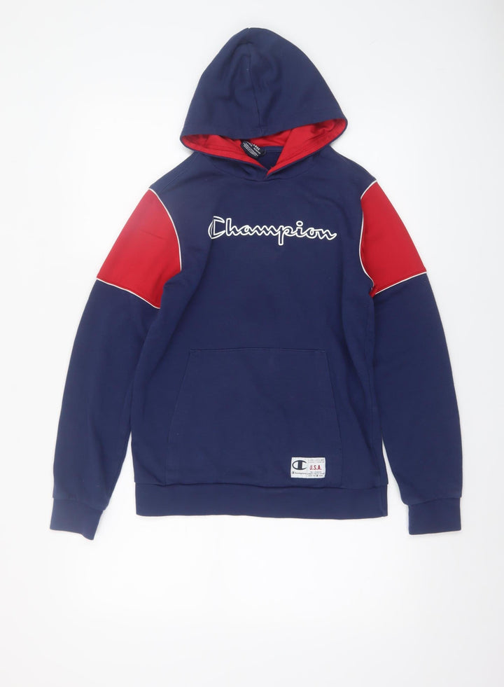 Champion Boys Navy Red Pullover Hoodie XL 13-14 Years Cotton Blend