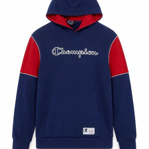Champion Boys Navy Red Pullover Hoodie XL 13-14 Years Cotton Blend