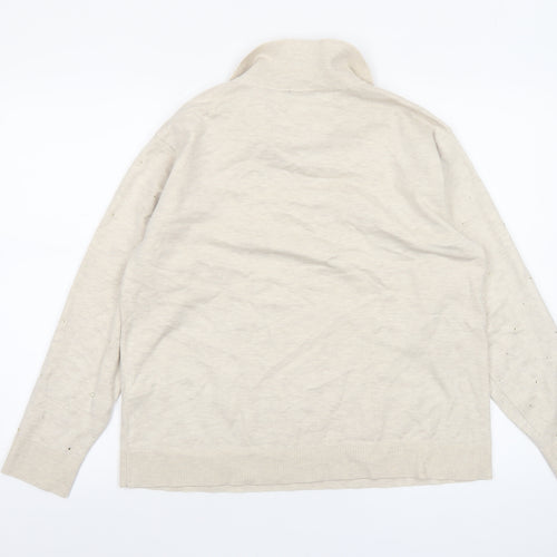 Parfois Women Beige Collared Henley Knit Jumper XS/S