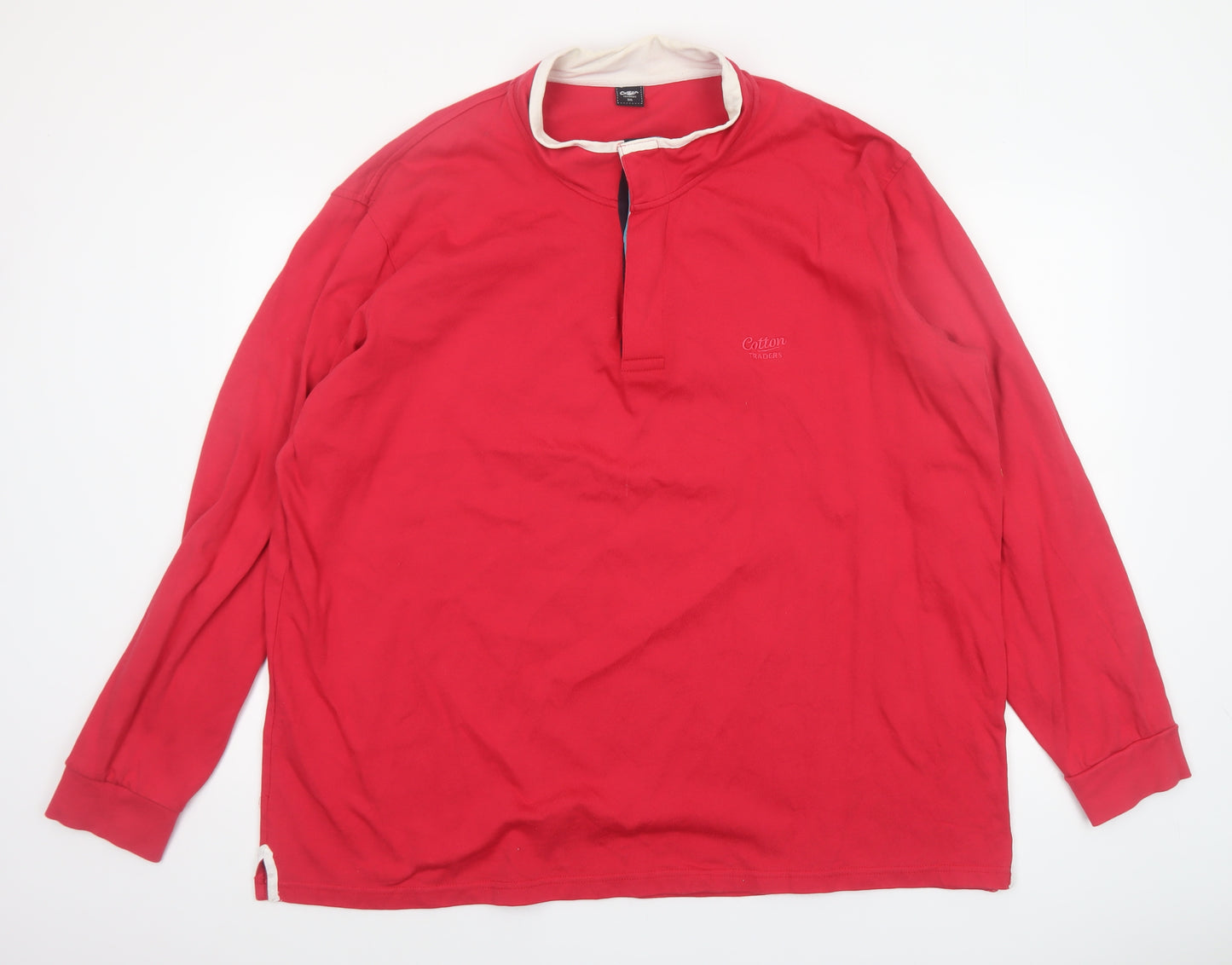 Cotton Traders Men's Red 3XL Long Sleeve Collared Casual Shirt