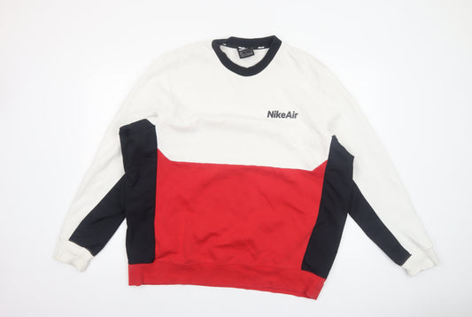 Nike Air Men's XL White Red Black Colour Block Crew Neck Sweatshirt