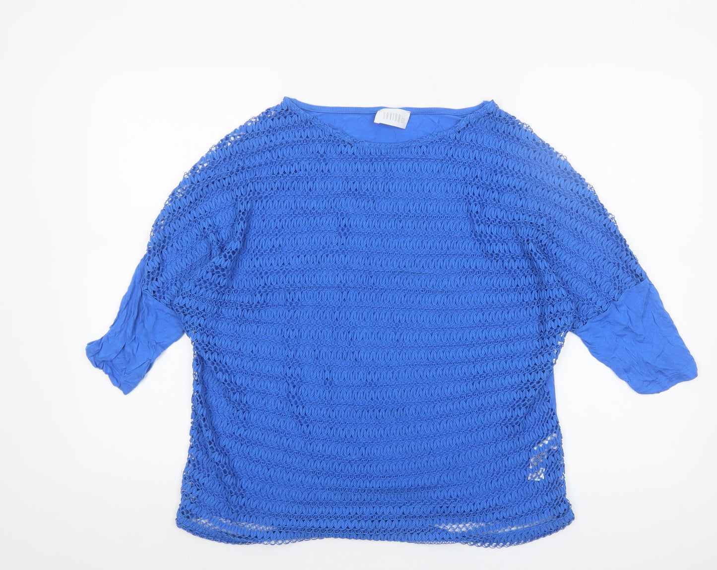 Savida Women’s Blue Crochet 3/4 Sleeve Camisole Blouse Size 16
