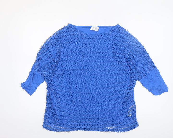 Savida Women’s Blue Crochet 3/4 Sleeve Camisole Blouse Size 16