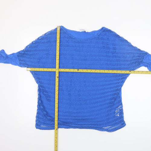 Savida Women’s Blue Crochet 3/4 Sleeve Camisole Blouse Size 16
