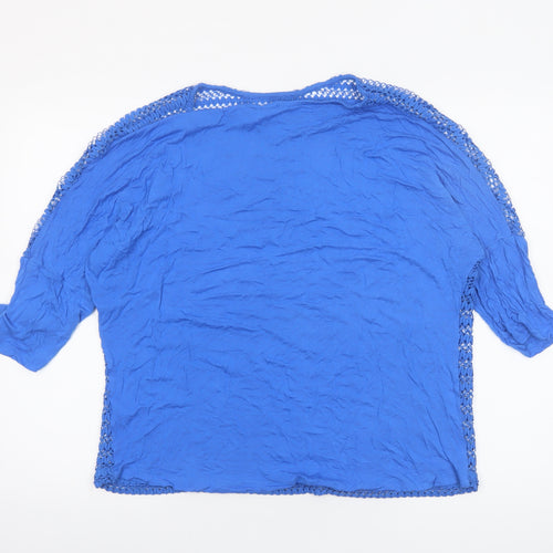 Savida Women’s Blue Crochet 3/4 Sleeve Camisole Blouse Size 16