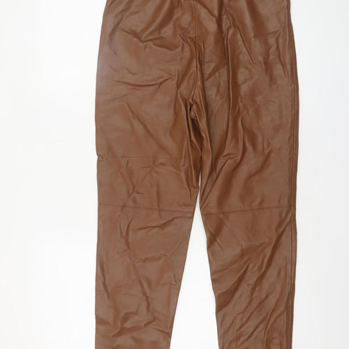 Zara Womens Brown Faux Leather High Rise Leggings L