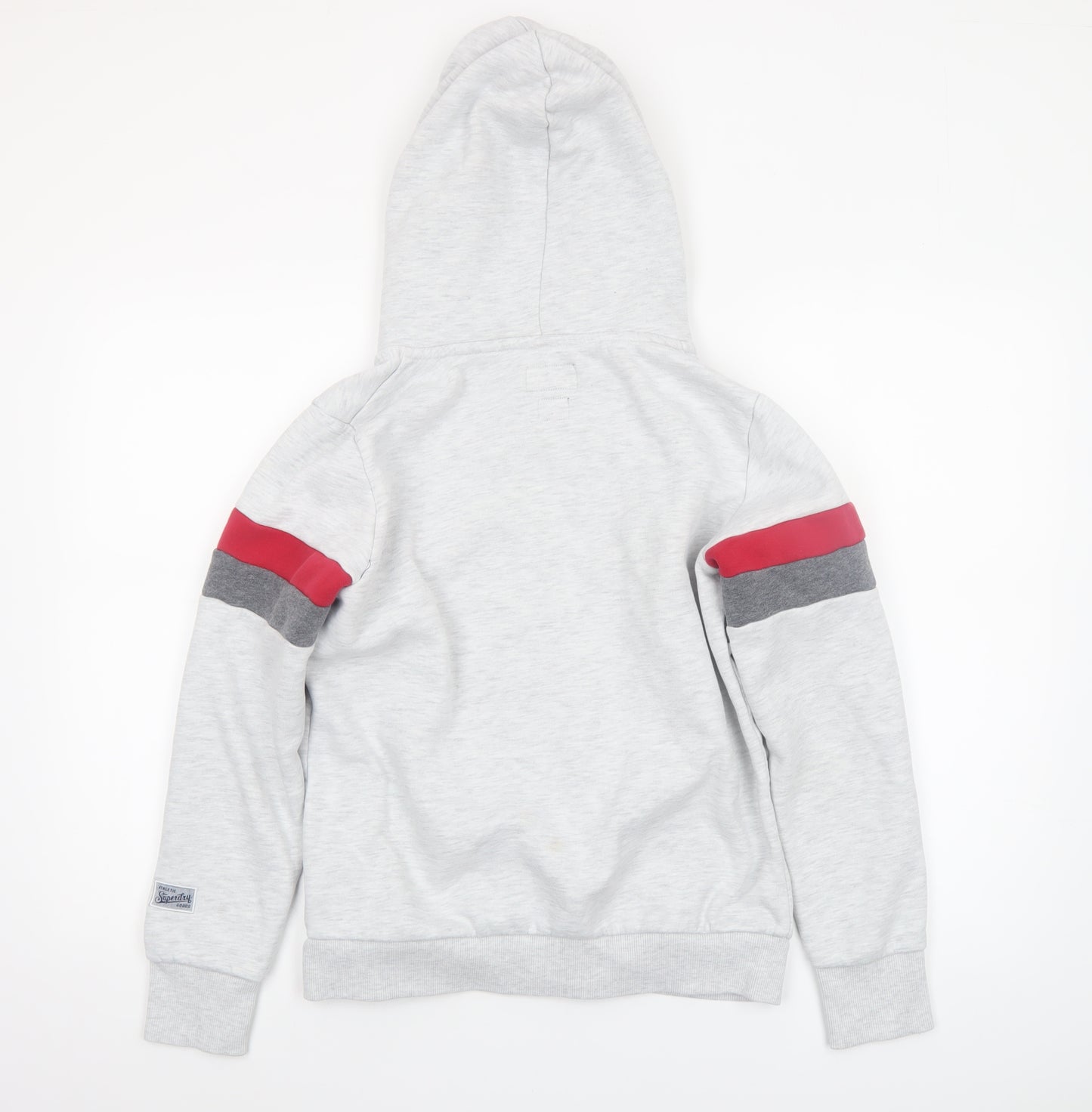Superdry Women Grey Full Zip Hoodie UK 12 Osaka Logo Lined Casual Sweatshirt