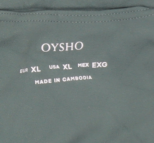 Oysho Womens Green XL Leggings Yoga High Waist Stretch Trousers