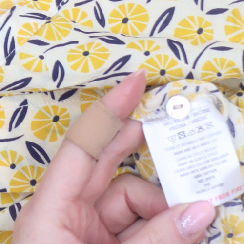 Miss Captain Women's Yellow Floral Viscose Wrap Blouse Size 14