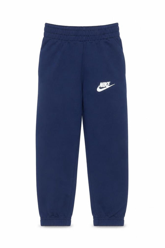 Front view of Nike boys’ blue jogger trousers 4-5 years elastic waist sports pants