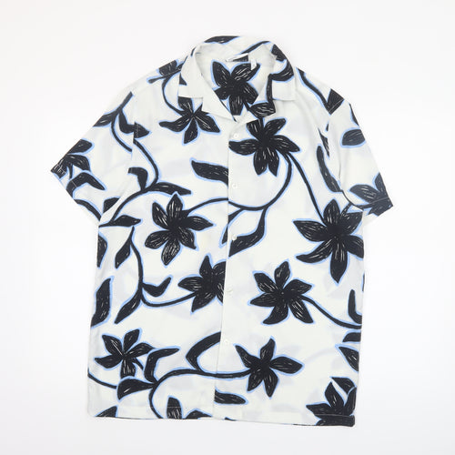 ASOS Men’s White Floral Short Sleeve Button-Up Shirt XS