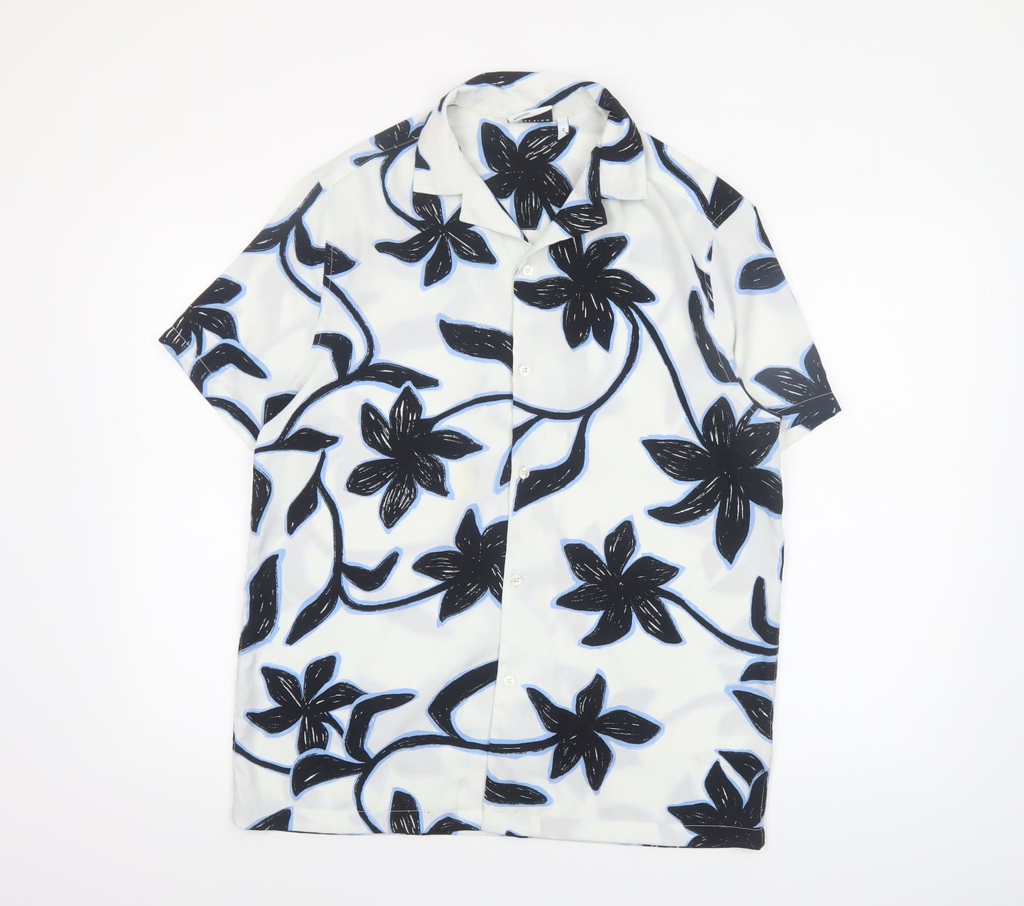ASOS Men’s White Floral Short Sleeve Button-Up Shirt XS