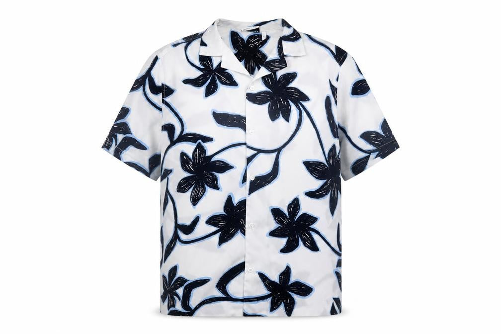 ASOS Men’s White Floral Short Sleeve Button-Up Shirt XS