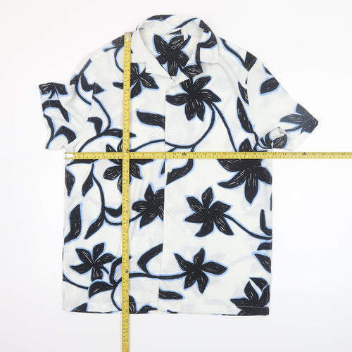 ASOS Men’s White Floral Short Sleeve Button-Up Shirt XS