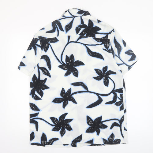 ASOS Men’s White Floral Short Sleeve Button-Up Shirt XS