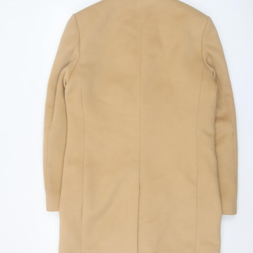 Primark Men's Beige Wool Blend Overcoat Medium Single Breasted Smart Jacket