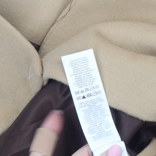 Primark Men's Beige Wool Blend Overcoat Medium Single Breasted Smart Jacket
