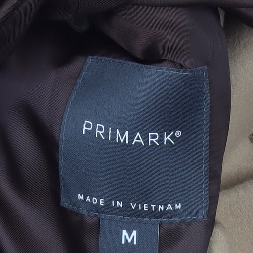 Primark Men's Beige Wool Blend Overcoat Medium Single Breasted Smart Jacket