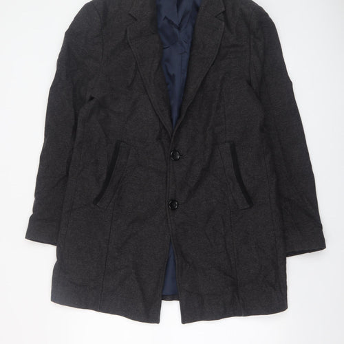Next Men's Grey Wool Blend Herringbone Overcoat M
