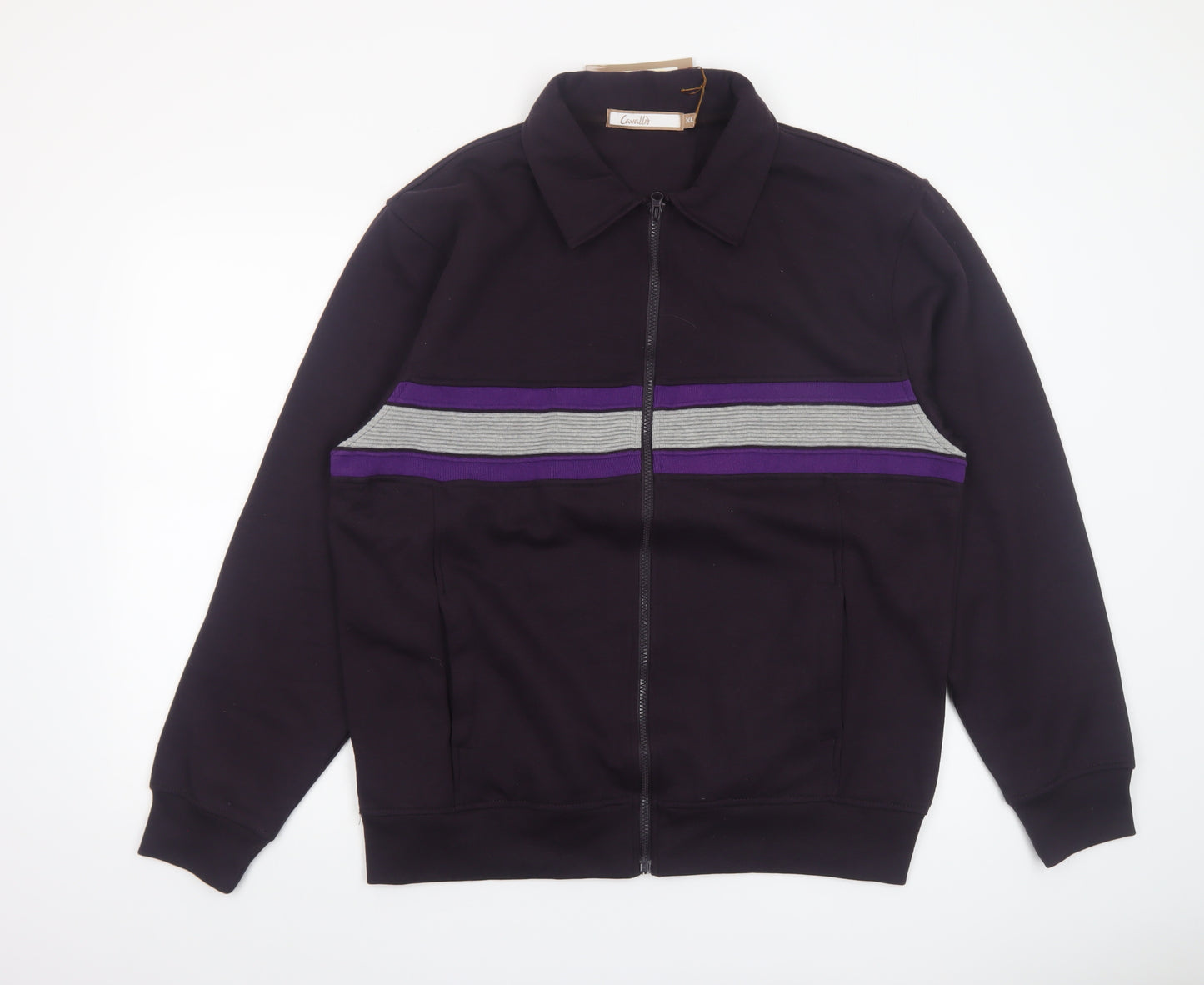 Cavallo Men's Black XL Full Zip Striped Casual Jacket